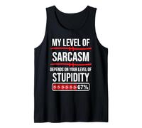 67 Coffee My Level of Sarcasm Depends on Level of Stupidity Débardeur