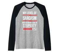 67 Coffee My Level of Sarcasm Depends on Level of Stupidity Manche Raglan