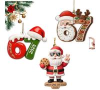 67 Décoration de Noël 2025, Père Noël dit six sept 67 ornement 2025, pendentif en acrylique 2D en pain d'épices à suspendre pour sapin de Noël, cadeau amusant pour les amateurs de bas de Noël