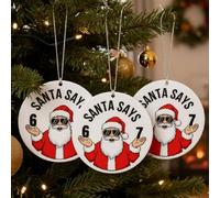 67 décorations de Noël 2025, 67 décorations de Noël pour sapin de Noël, Père Noël dit six sept - Décoration amusante à suspendre pour sapin de Noël (style B)