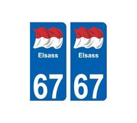 67 Elsass Alsace drapeau logo 999 sticker autocollant plaque immatriculation auto- Angles : arrondis- Couleur de fond : noir