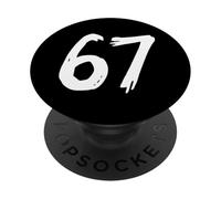 67 Horror Scratch Style Number Dark Spooky Graphic PopSockets PopGrip Adhésif