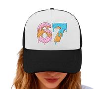 67 Ice Cream Hat - Cotton Polyester 56-58 cm Réglable 7 cm Brim cap | Vintage Baseball Hat with Comfortable Fit, Outdoor Travel, Sports Commute | Funny Number cap Casual Wear, Family, B, XXXS