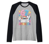 67 Jours Plus intelligents Licorne Arc-en-Ciel 67e Jour Manche Raglan