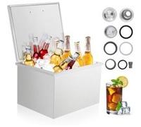 67 L Bac à glace encastrable inox 304 pour boissons, Isolation mousse PU, Avec évacuation et bouchon, 50 x 41 x 33 cm Blanc