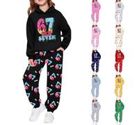 67 Meme Christmas Sets for Kids Boys Girls Tops and Pants Number 6 7 Six Seven Boys Girls Ensemble de 2 pièces pour Noël Tenue 2 pièces, 01 Noir, 160 cm
