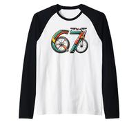 67 Meme ciclyng Cadeau Six Seven vélo 6-7 vélo drôle Manche Raglan