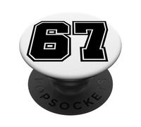 67 Number Sports Fan Football Baseball Soccer Team PopSockets PopGrip Adhésif