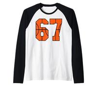 67 Numéro Six Sept Funny Meme Gen Alpha Slang Basketball Manche Raglan
