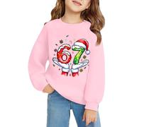 67 Pull de Noël pour enfants 6 7 Meme Shirt Six Seven Pull à manches longues Sweat-shirt filles garçons Mode Six Seven Sweat-shirt de Noël uni Pull de Noël pour garçons filles, Rose 03#, 11-12 ans