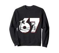 67 Retro Beach Palm Silhouette Chiffre Design Graphique Sweatshirt