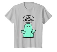 67 Six Seven 6-7 Aqua Blob Slime - Brainrot Gamer Slang Meme T-Shirt, Enfant, Argent, 2 Ans