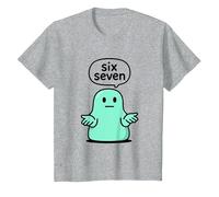67 Six Seven 6-7 Aqua Blob Slime - Brainrot Gamer Slang Meme T-Shirt, Enfant, Gris Chiné, 2 Ans