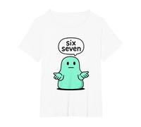 67 Six Seven 6-7 Aqua Blob Slime - Brainrot Gamer Slang Meme T-Shirt, Femme Grandes Tailles, Blanc, 1X