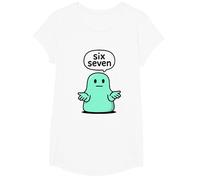 67 Six Seven 6-7 Aqua Blob Slime - Brainrot Gamer Slang Meme T-Shirt, Fille, Blanc, M
