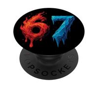 67 Six Seven 6-7 Flaming Ice - Drôle Teen Kids Brainrot Meme PopSockets PopGrip Adhésif
