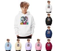 67 Six Seven Pull à capuche pour enfant garçon et fille 67 cm Streetwear Sweatshirt avec imprimé amusant pour adolescents Décontracté Manches longues Outdoor Loisirs Cadeau Hauts His and Hers, Blanc 3