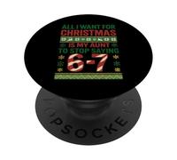 67 Six Seven Squad Meme Christmas Ugly Sweater Neveu Nièce PopSockets PopGrip Adhésif