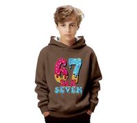 67 Six Seven Sweat à capuche amusant pour enfant garçon fille Costume loisirs Hauts à manches longues Pull à capuche enfants Couleur unie Oversize Gris foncé Bleu Vert Rose Orange 8 ans 120 104 122