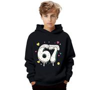 67 Sweat à Capuche pour Enfants 6 7 Meme Christmas Pulls Garçons Filles Crèmes glacées Six Seven T-Shirts Noir Unisexe Décontracté Surdimensionné Enfants Pull à Manches Longues Sweat avec #204B