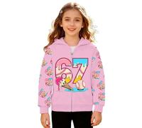 67 Sweats à capuche pour garçons et filles Six Seven Fermeture éclair intégrale Pull à capuche Tops Rétro Dessin animé Manches longues Festif Sweatshirts Garçon Classique Hiver Daily Wear, rose, 3-4