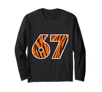 67 Tiger Stripe Number Wild Cat Design Graphique Audacieux Manche Longue