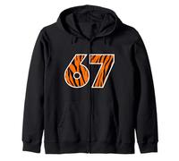 67 Tiger Stripe Number Wild Cat Design Graphique Audacieux Sweat à Capuche