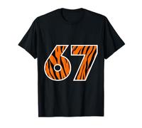 67 Tiger Stripe Number Wild Cat Design Graphique Audacieux T-Shirt