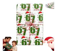 67 Wrapping Paper, Large Funny Christmas Wrapping Papers, Unique Brain Rot Gen a Meme Gift Wrap Paper Roll for Son and Daughter (White,36inch)