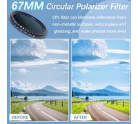 67mm CPL Polarising Filter for Cell Phone Compatible with iPhone 16 Pro Max 15 14 13 Circular Polarizing HD Clip On Filter for Smartphones with Carry Bag and Cloth