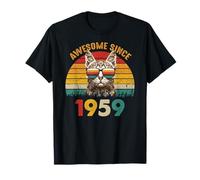 67th Birthday Gift Vintage Cat Lover Awesome Since 1959 T-Shirt