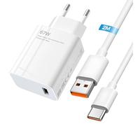 67W Adaptateur Chargeur Rapide USB avec 6A Câble USB C pour Xiaomi 14T 13T Mix Flip Mix Fold 3, Redmi Note 13 Pro 5G, POCO M6 X6 X5 X4 F5 X3 GT 13 Lite 12S Ultra 12 Lite
