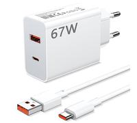 67W Chargeur Rapide avec 6A Câble USB C 1m pour Redmi Note 14 Pro 14s 13 12,Adaptateur Secteur avec GaN,Chargeur Turbo pour Xiaomi 14T Pro 15T 13 Lite 15 14 Ultra Pad 7Pro POCO X7 X6 M7Pro F7 F6 F5