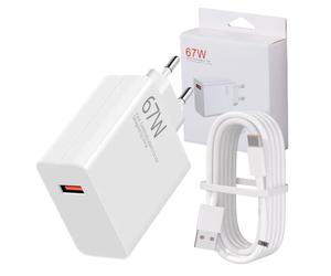 67W Chargeur Rapide pour Xiaomi avec 6A Câble USB C 1M, Chargeur Turbo pour Xiaomi Redmi Note 15 14 Pro 5G, Xiaomi 17T 15 14 Ultra/14/14T/13T/13/13 Lite, Poco X7 F7 X5 X4 X3 M6