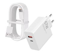67W Chargeur Rapide USB-C pour Xiaomi 14/15 Ultra14T/14/13T/13 Lite, Redmi Note 15/14/13/A3/12/11/10 Pro 5G, Poco F7/X7/X6/M6/X5 Pro/F4/X4 5G/X4 GT/X5/F3, Charge Rapide, Avec Câble de Charge Type-C 1M
