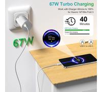 67w Chargeur Usb C Avec Câble Type-C 1m Pour Xiaomi Redmi Note 14s/Civi 5 Pro/14t/13t/13 Lite/12s Ultra/Mi 11 Ultra,45w 33w Chargeur Turbo Redmi Pour Xiaomi Redmi Note 14 5g/Poco X7/Redmi 13x/Pad 7