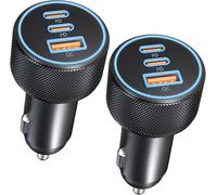 67w Usb C Car Cigarette Lighter Charger, 3-Port Adapter Charger Usb C/A Plug 12v Fast Charging For Iphone 16/16e/15/14/13/Pro Max/16e, Samsung Galaxy S24/S23/S22, Pixel 9/8 2 Pack