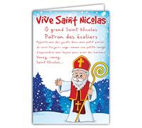 68-1301 Carte Vive Saint Nicolas Rouge Brillant Bonne Fête 6 Décembre Chanson Patron des écoliers Enfants Sages