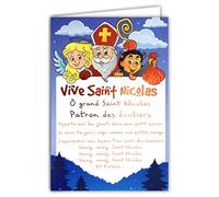 68-1302 Carte Vive Saint Nicolas Rouge Brillant Bonne Fête 6 Décembre Chanson Patron des écoliers Enfants Sages Anges Père Fouettard