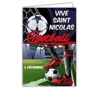 68-1310 Carte avec Enveloppe Vive Saint Nicolas 6 décembre Football Joueur Attaquant Défenseur Gardien But Ballon Rond Supporter Copains Amis échanger collectionner équipe rouge sang et or dogues