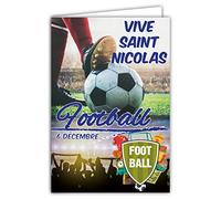 68-1311 Carte avec Enveloppe Vive Saint Nicolas 6 décembre Football Joueur Attaquant Défenseur Gardien But Ballon Rond Supporter Copains Amis échanger collectionner équipe rouge sang et or dogues