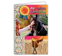 68-1314 Carte qui s'ouvre Vive Sainte Catherine Bonne Fête 25 novembre pour Jeune Fille Enfant Adolescente Amie Copine Championne équitation Poney Cheval Animal Sport - Avec Enveloppe 12x17,5cm