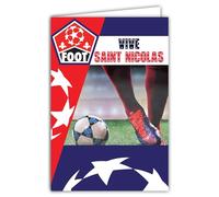 68-1326 Carte Vive Saint Nicolas Bonne Fête 6 décembre Footballeur Lillois Ballon Rond Supporter Stade Pierre Mauroy Garçon Adolescent Ami Copain Homme - Avec Enveloppe Blanche Format 12x17,5cm