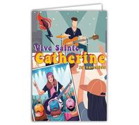 68-1342 Carte Vive Sainte Catherine 25 novembre Souhaitez une Bonne Fête à une Jeune Fille Femme qui aime la Guitare Musique Pop Rock et les Concerts -Avec Enveloppe Blanche Format 12x17cm