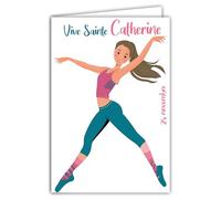 68-1350 Carte Vive Sainte Catherine 25 novembre Souhaitez une Bonne Fête à une Jeune Fille Femme Danseuse Chaussons de Danse Classique Moderne Contemporaine - Avec Enveloppe Blanche 12x17cm