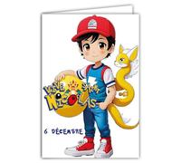 68-1362 Carte Vive Saint Nicolas 6 Décembre Souhaitez une Bonne Fête à un petit Garçon écolier qui aime les Monstres Fantastiques à collectionner - Avec Enveloppe Blanche Format 12x17cm