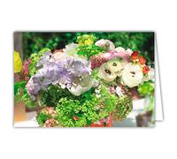 68-4004 Carte intérieur blanc avec Enveloppe - Bouquet de Fleurs Champêtre Hortensia - Joyeux Anniversaire Bonne Fête Merci Remerciements Pour Toi Départ Retraite Félicitations Naissance Mariage