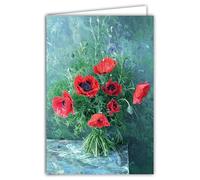 68-4037 Carte Photo Bouquet Champêtre Fleurs Coquelicots Pavots Rouges -Format fermé 17x11,5cm -Intérieur blanc pour écrire votre Message Vœux Souhaits -Livré avec une Enveloppe -Fabrication Française