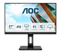 AOC 27P2Q - 27 Zoll FHD Monitor, höhenverstellbar (1920x1080, 75 Hz, VGA, DVI, HDMI, DisplayPort, USB Hub) Schwarz