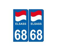 68 El Elsass Alsace drapeau logo 364 sticker autocollant plaque immatriculation auto - Angles : arrondis